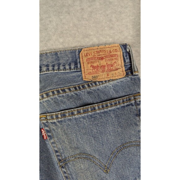 Levis Men Jeans 36x28 505 Straight Regular Fit Light Wash Denim Western - Picture 5 of 14